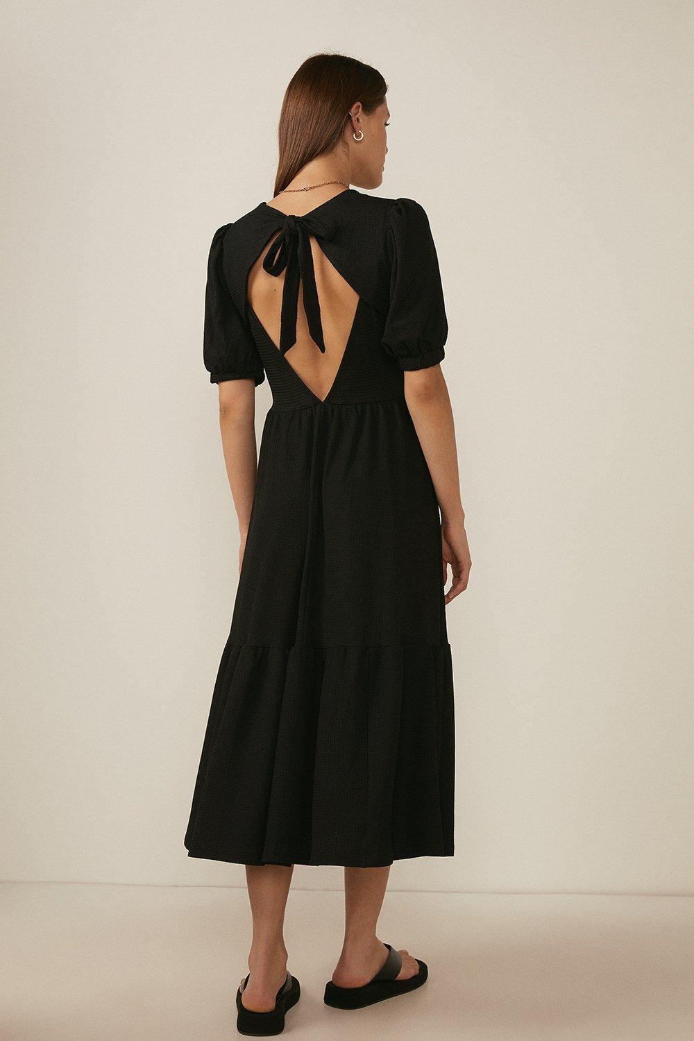 Textured Jersey Cut Out Back Midi Dress ...